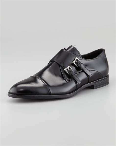 prada spazzolato double monk strap|Prada Men's Brushed Leather Double.